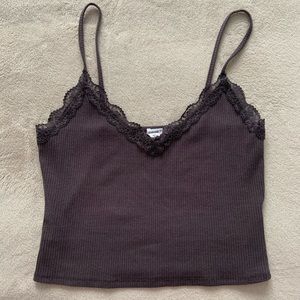 garage lace trim cami in dark purple